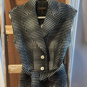 Escada Black and White Geometric Dot-Grid Jacket Vest - Pristine Condition